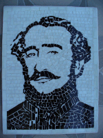 Gróf Széchenyi István ,fekete-fehér mozaik(sötétbarna és csontszínű) természetes fényben. Mérete: 34x45cm.